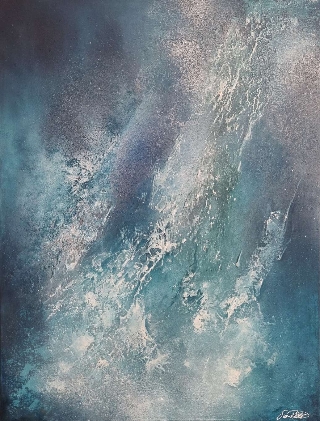 Ascension - Original abstract blue painting