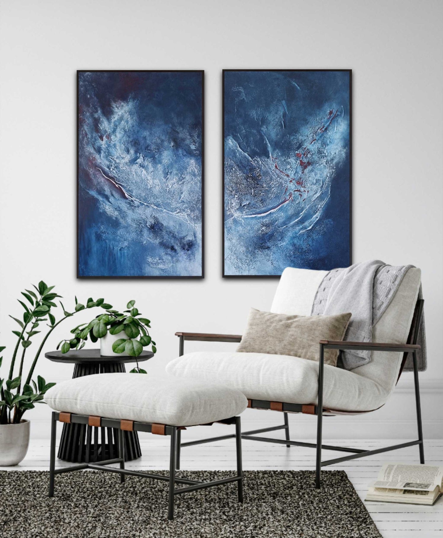 Together We Will Live Forever – Blue Abstract Two Piece Wall Art