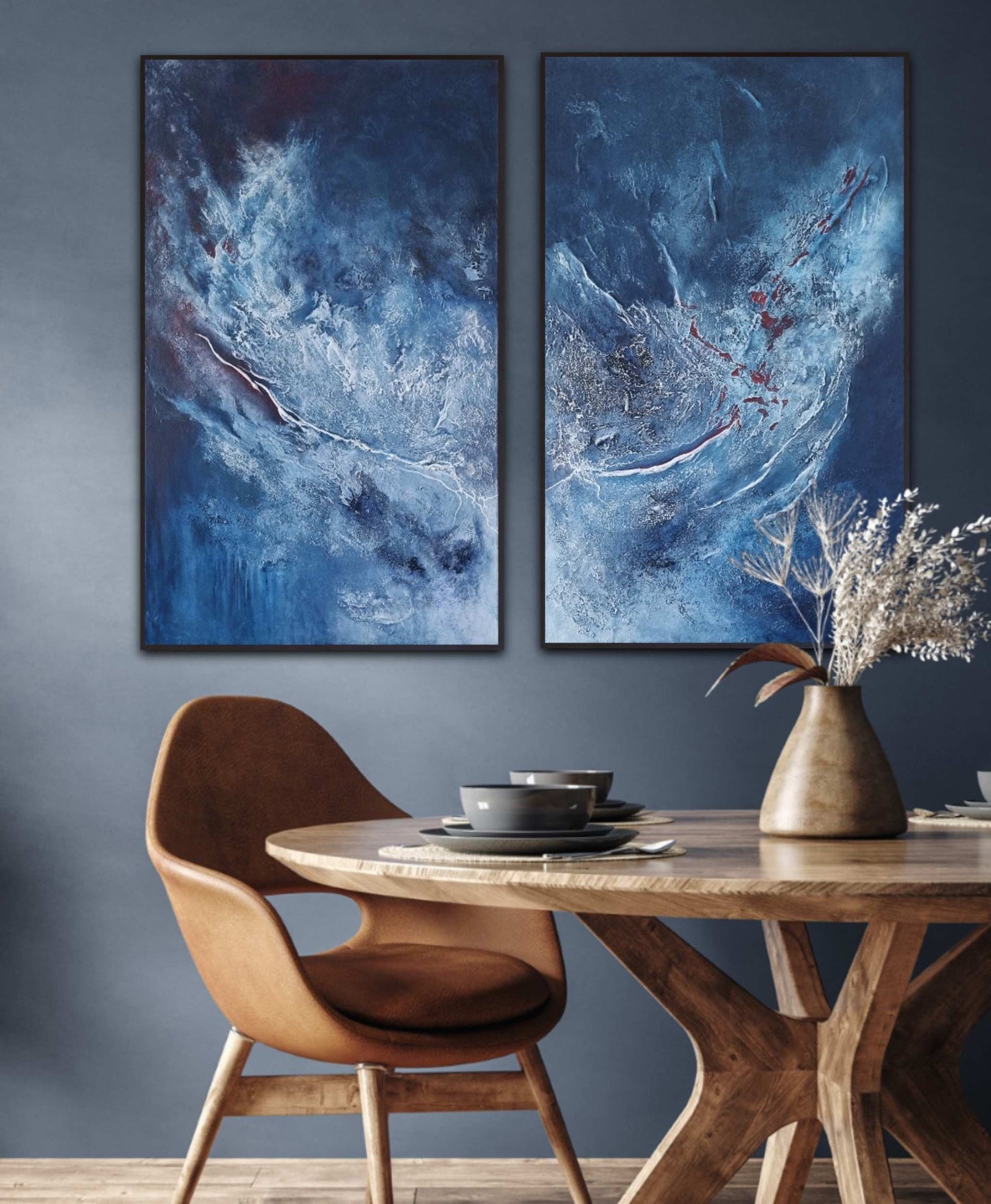 Together We Will Live Forever – Blue Abstract Two Piece Wall Art