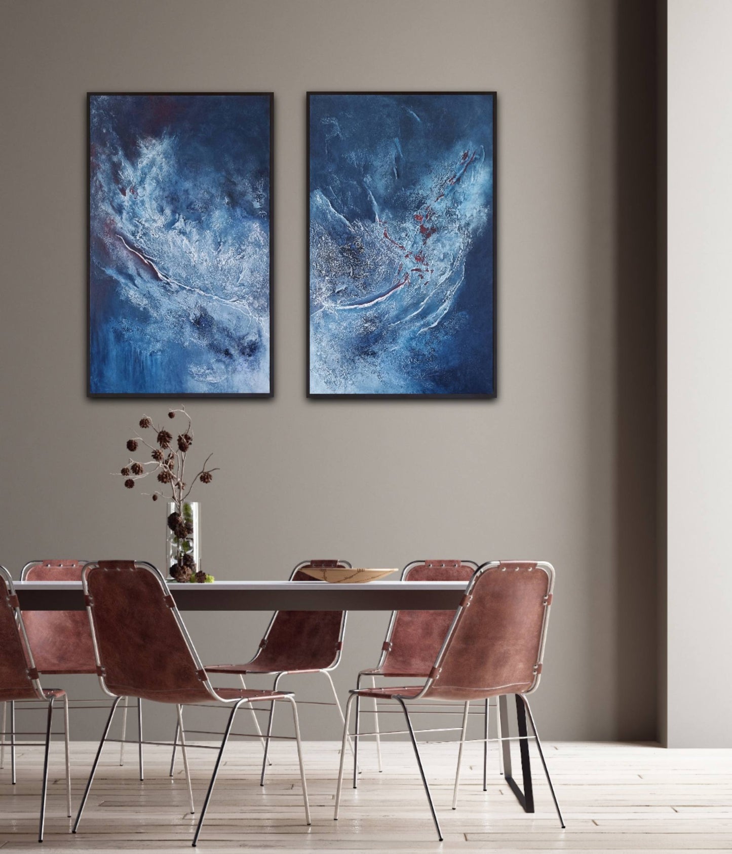 Together We Will Live Forever – Blue Abstract Two Piece Wall Art