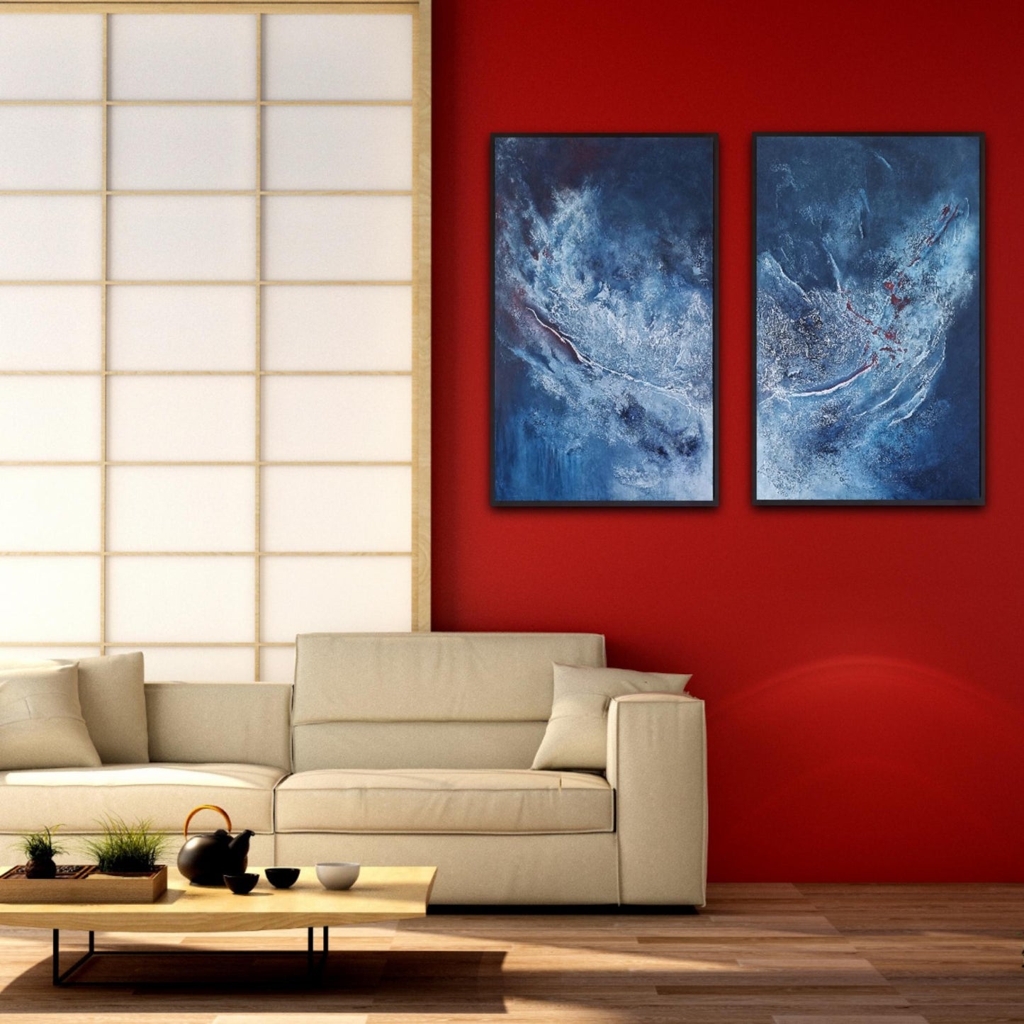 Together We Will Live Forever – Blue Abstract Two Piece Wall Art