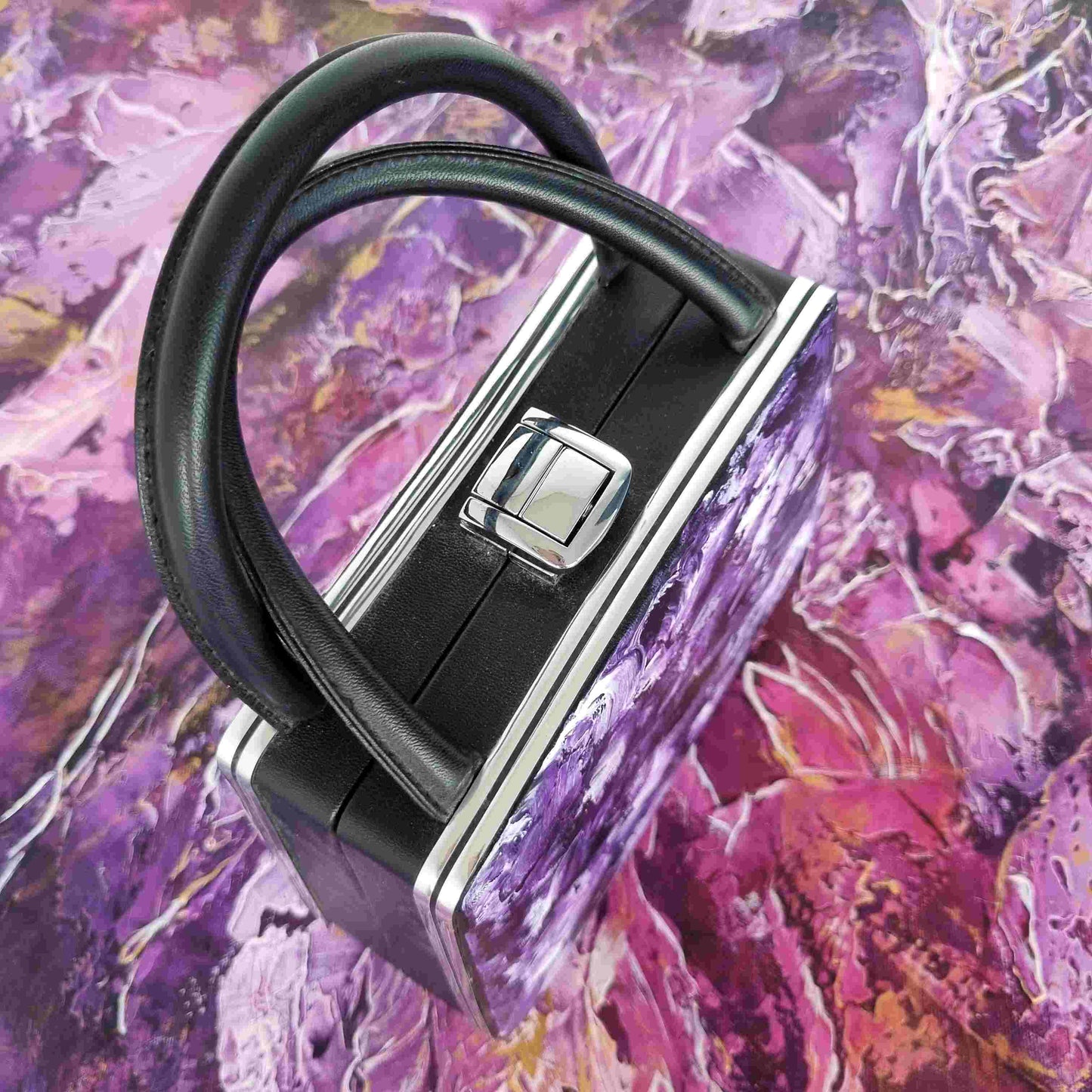 "The Forever Young" Handbag - Pink & Lilac hand-painted