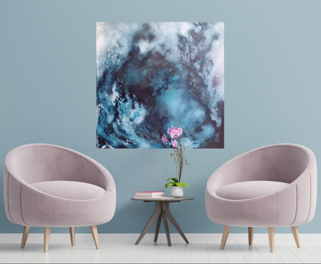 Modern blue abstract expressionism.
