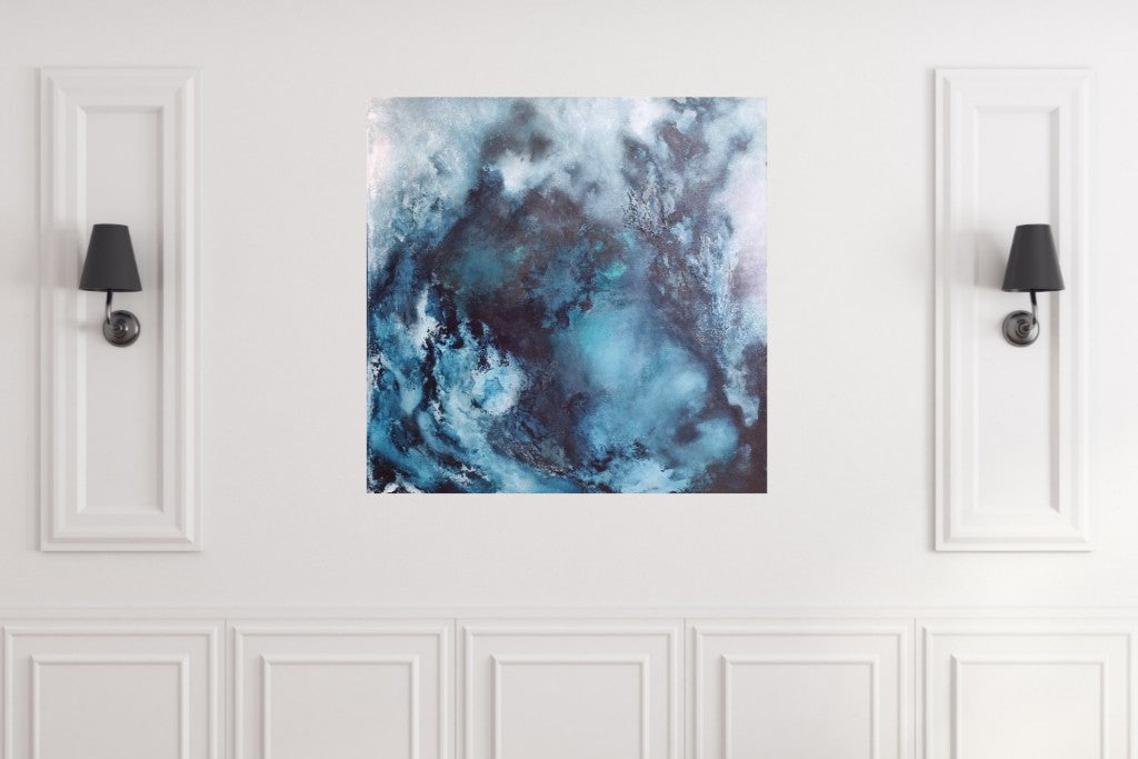 Calming Storm - Large canvas blue abstract art