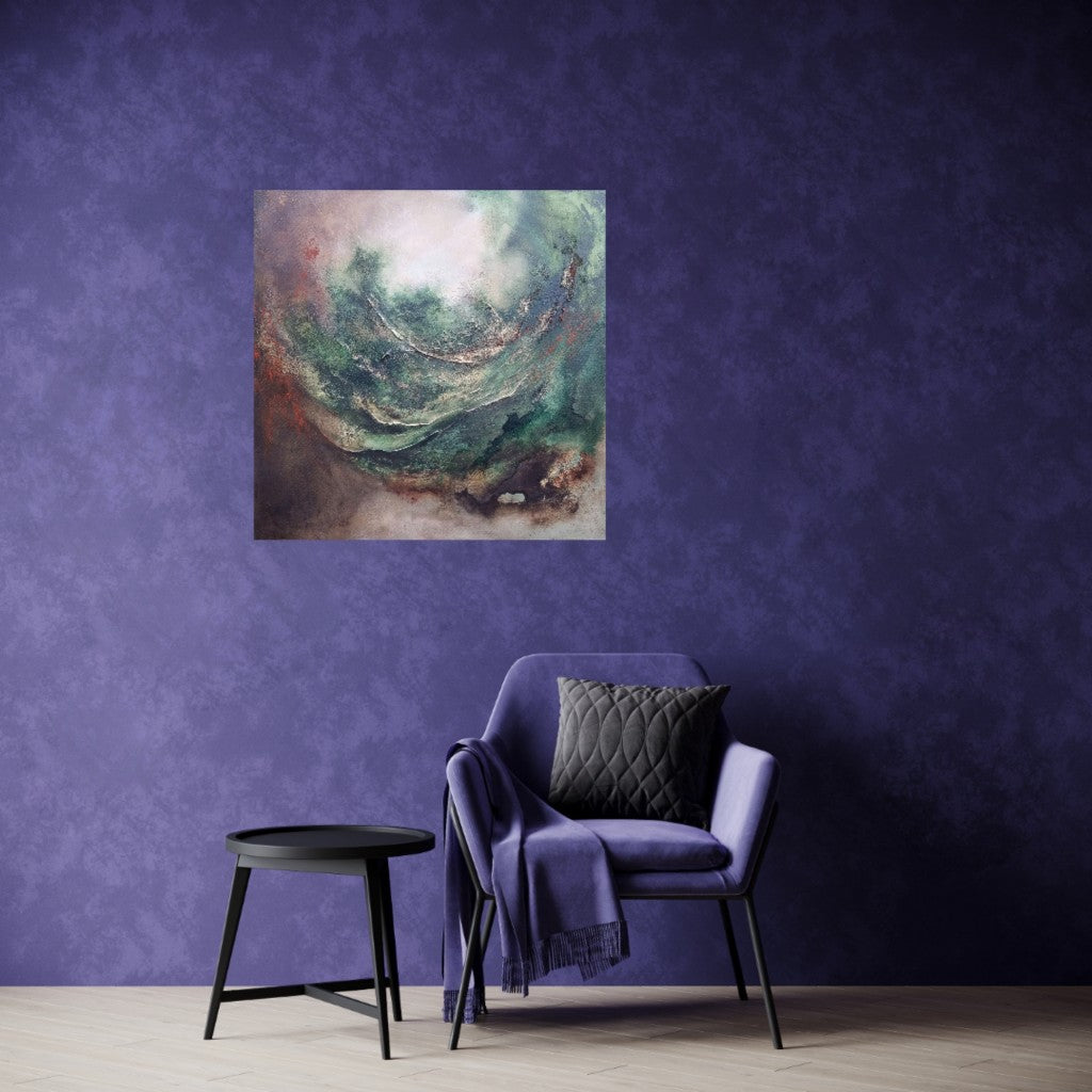 Sacred Forest - Green brown abstract painting