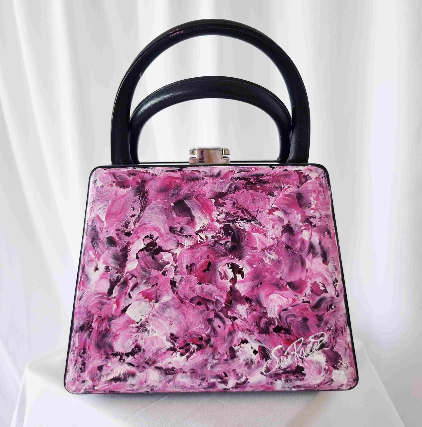 "The Forever Young" Handbag - Pink & Lilac hand-painted