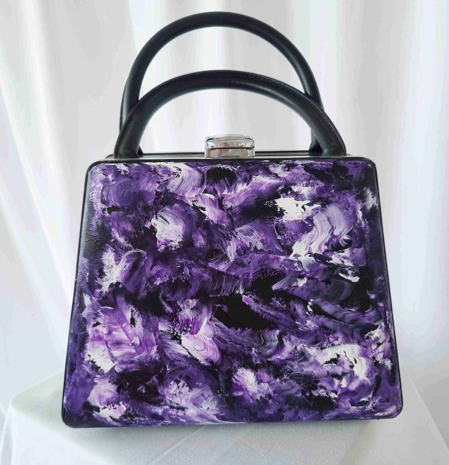 "The Forever Young" Handbag - Pink & Lilac hand-painted