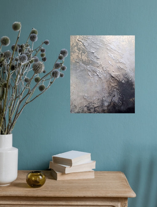 Skywhisper - Small textured abstract art with neutral tones