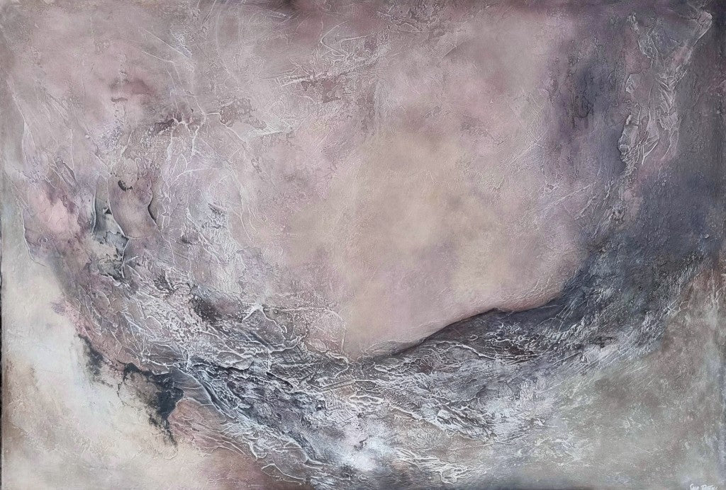 Strong Soul - Large beige abstract landscape
