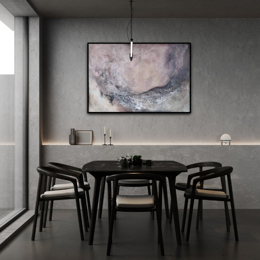 Strong Soul - Large beige abstract landscape
