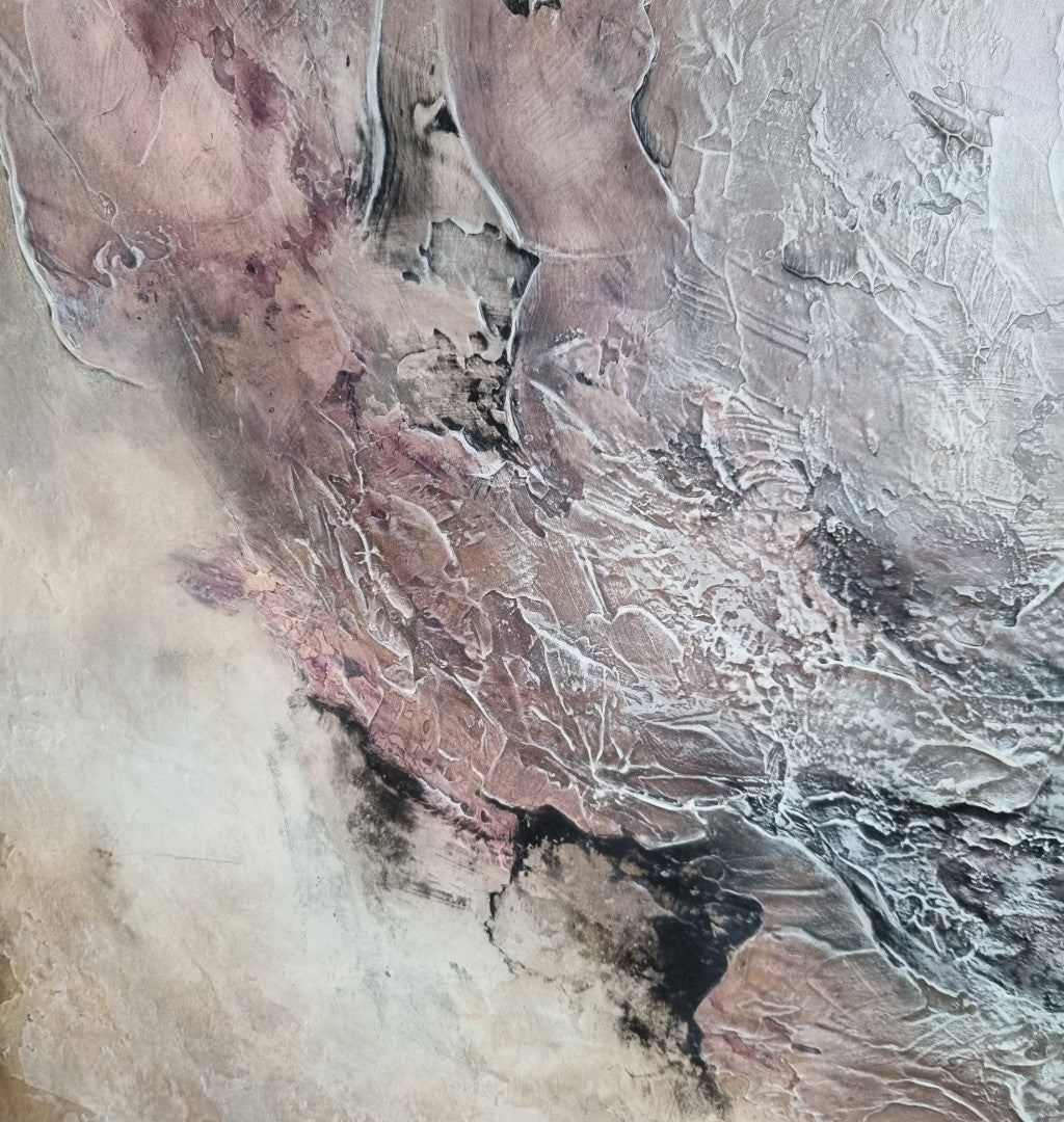 Strong Soul - Large beige abstract landscape